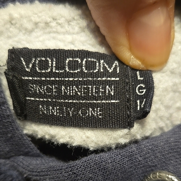 Volcom Blue and Gray Hoodie with Drawstring and Two-Tone Design Size Large - Picture 6 of 6